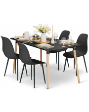 Prostokątny stół z 4 czarnymi krzesłami - Melano 3X w sklepie Edinos.pl