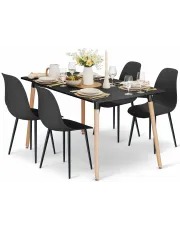 Prostokątny stół z 4 czarnymi krzesłami - Melano 3X w sklepie Edinos.pl