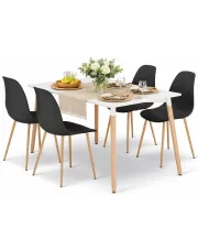 Biały stół z krzesłami na bukowych nogach - Melano 4X w sklepie Edinos.pl