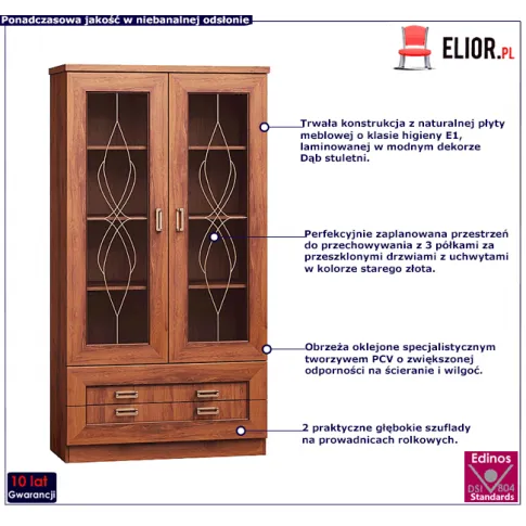 Fotografia Witryna dwudrzwiowa dąb stuletni - Lorines 9X z kategorii Meble do przechowywania