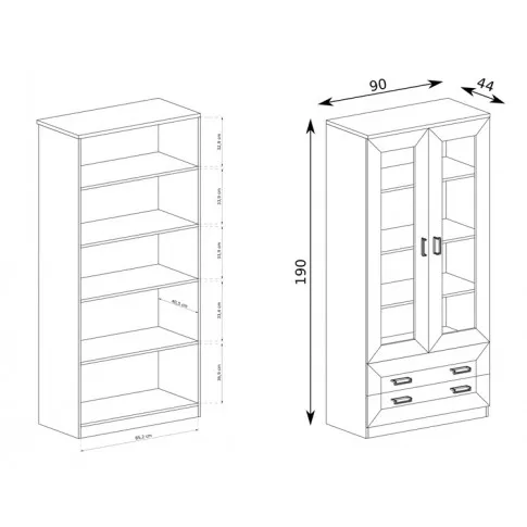Szczegółowe zdjęcie nr 8 produktu Witryna dwudrzwiowa dąb stuletni - Lorines 9X