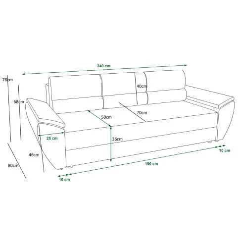 Wymiary sofy rozkładanej Cortero