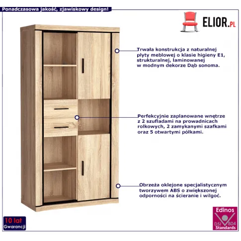 Fotografia Witryna regał na książki dąb sonoma - Rectano 22X z kategorii Regały, szafy, komody