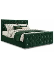 Ciemnozielone welurowe łóżko pikowane 3 rozmiary - Valmiro w sklepie Edinos.pl