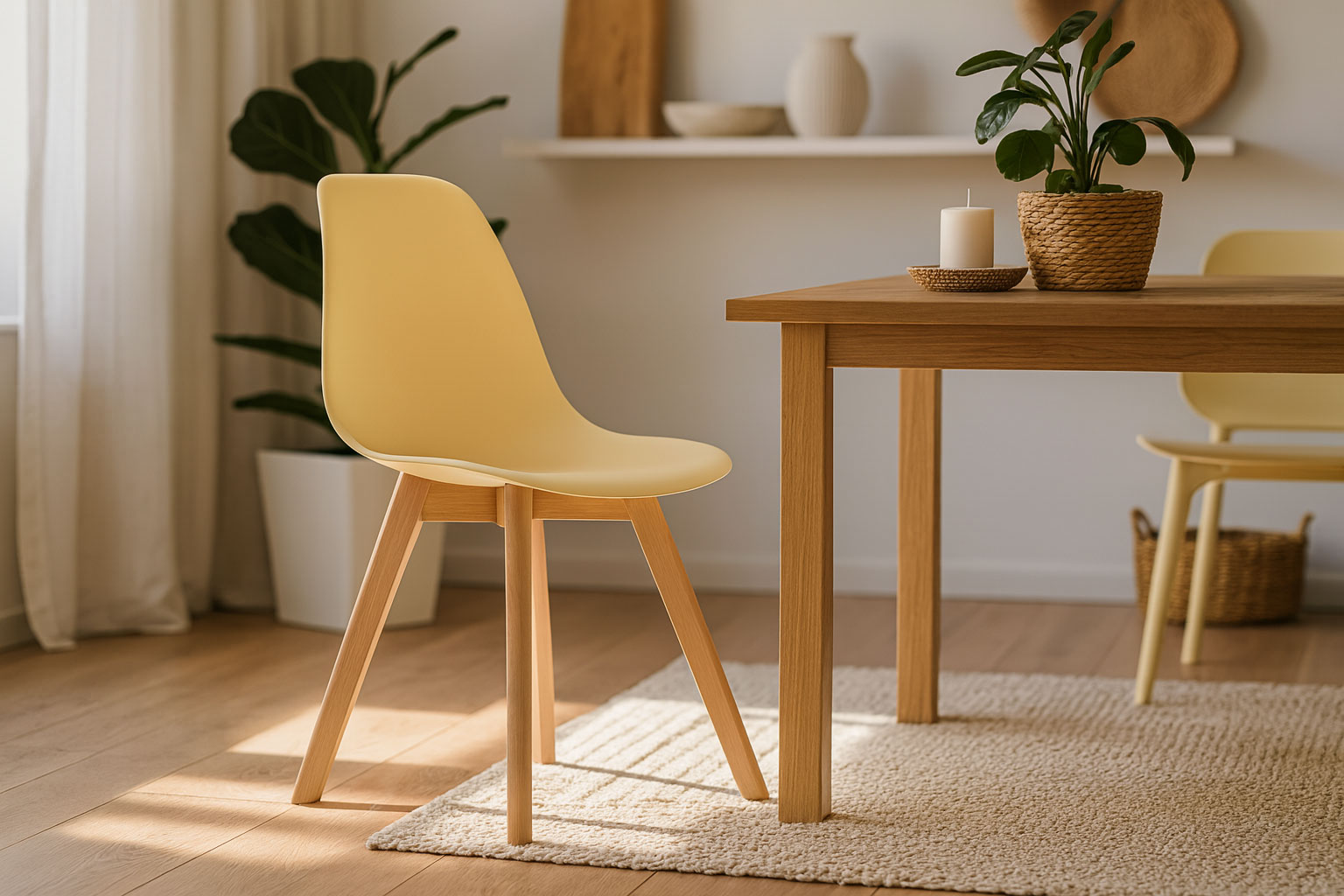 Wnętrze z kremowym krzesłem skandynawskim Pipi 4X