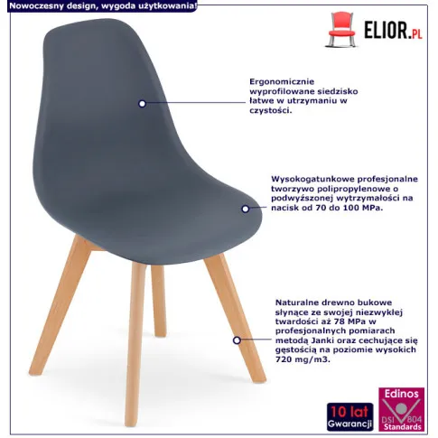 Szare krzesło w stylu skandynawskim Pipi 4X