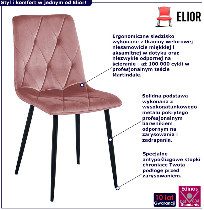 Ciemnoróżowe pikowane krzesło do jadalni Rexon