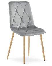 Jasnoszare krzesło metalowe tapicerowane do stołu - Kivo w sklepie Edinos.pl