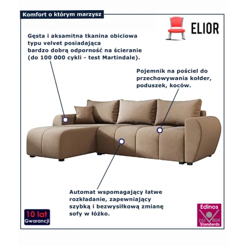 Narożnik z pojemnikiem Velmores 4X beżowy