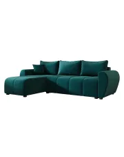 Nowoczesny welurowy narożnik L w kolorze morskim - Velmores 4X w sklepie Edinos.pl