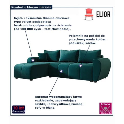 Narożnik rozkładany Velmores 4X morski