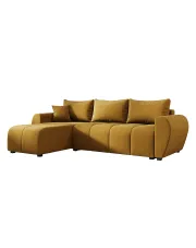 Musztardowy narożnik rozkładany w kształcie L - Velmores 4X w sklepie Edinos.pl