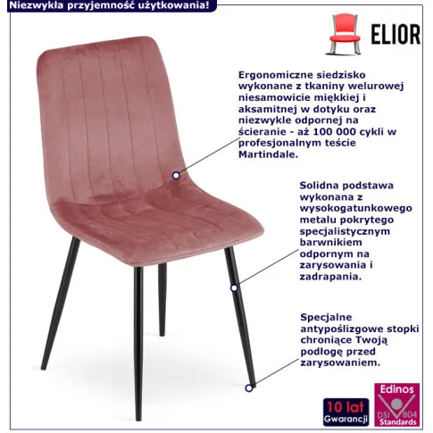 Metalowe różowe krzesło z kompletu Hallker