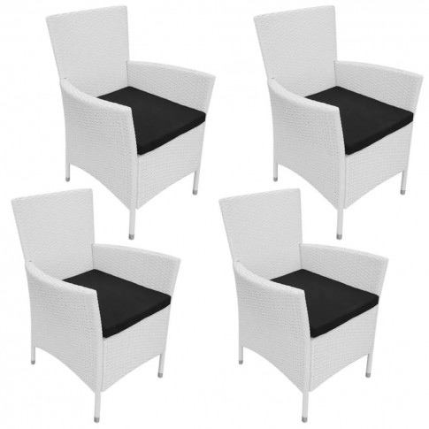 Zestaw 4 kremowych krzeseł do ogrodu – Edis 3X