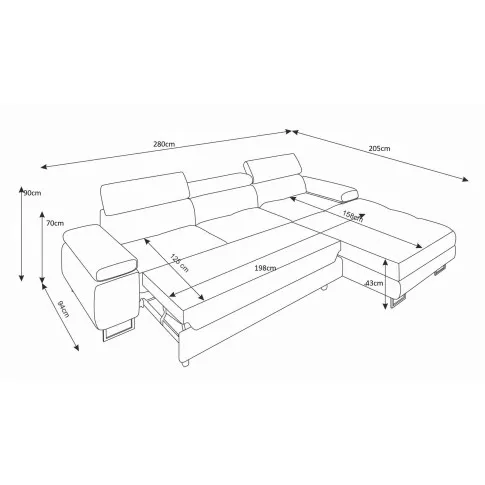 Wymiary sofy rozkładanej Grenvo