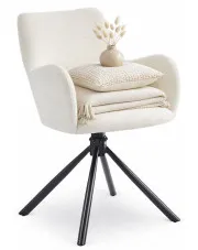 Kremowe krzesło z tapicerką boucle -  Henido w sklepie Edinos.pl