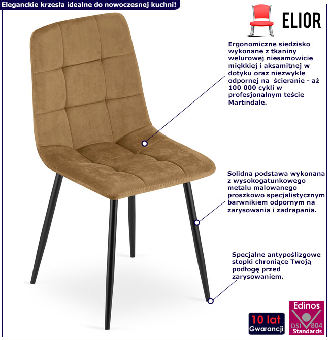 Brązowe krzesło z kompletu 4 krzeseł Besti