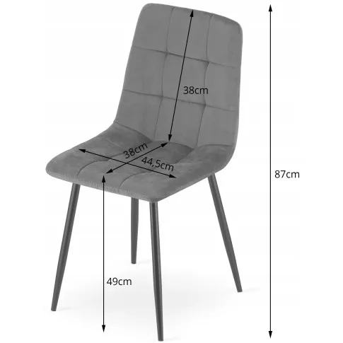 Wymiary krzesła welurowego metalowego Besti 3X
