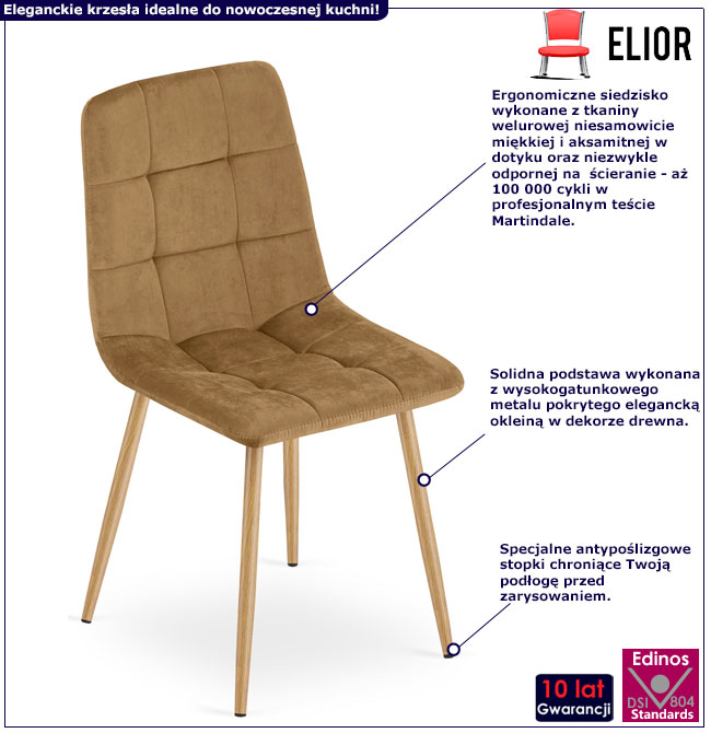 Brązowe pikowane krzesło z zestawu krzeseł Besti 3S