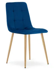 Granatowe krzesło welurowe z metalowymi nogami - Besti 3X w sklepie Edinos.pl