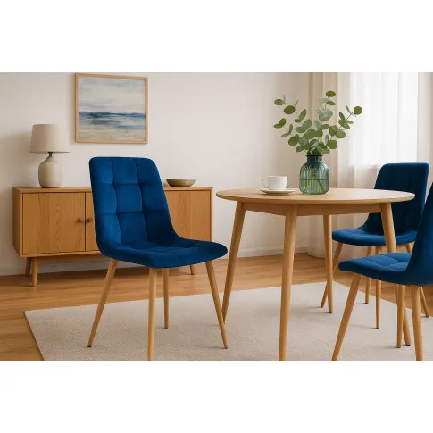 Salon z granatowym krzesłem tapicerowanym Besti 3X