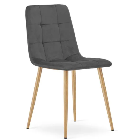 Ciemnoszare krzesło welurowe pikowane Besti 3X