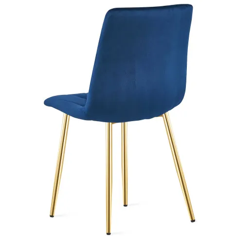 Granatowe pikowane krzesło ze złotymi nogami Zeloti
