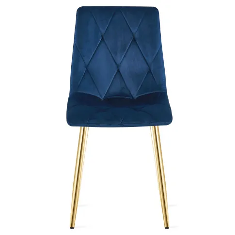 Granatowe pikowane krzesło metalowe glamour Zeloti