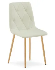 Beżowe pikowane krzesło tapicerowane na metalowych nogach - Teribis 4X w sklepie Edinos.pl