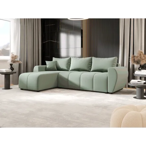 Wizualizacja wnętrza z zielonym narożnikiem Velmores 