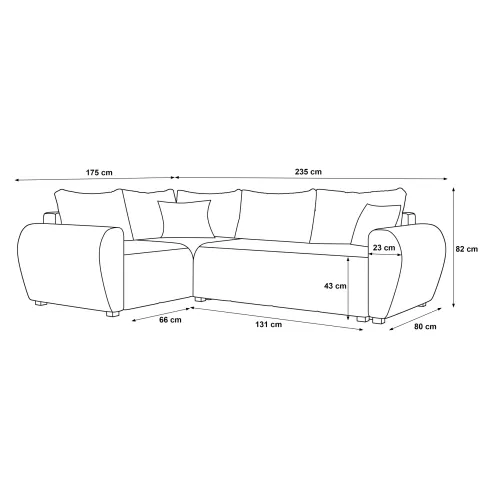 Wymiary narożnika rozkładanego Velmores 3X