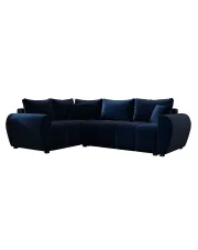 Granatowy welurowy narożnik L z funkcją spania - Dameno 4X w sklepie Edinos.pl