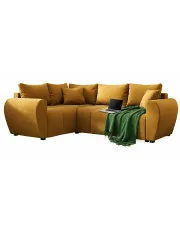 Musztardowy welurowy narożnik z funkcją spania - Dameno 4X w sklepie Edinos.pl