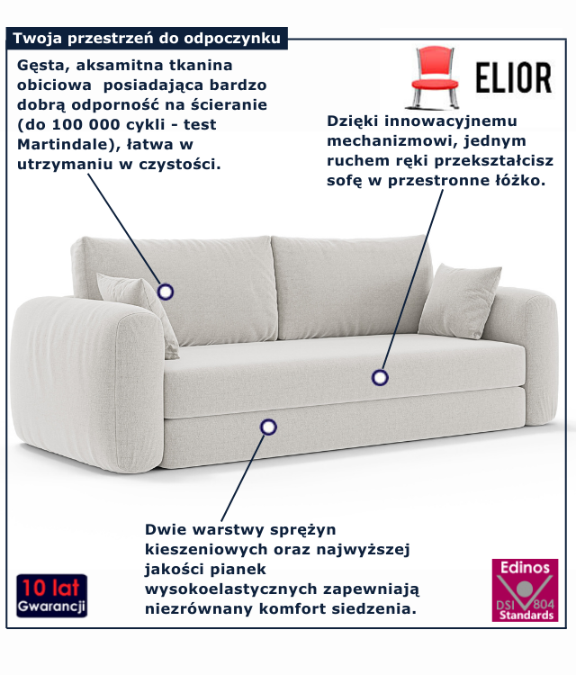 Miękka sofa wolnostojąca Ocaris