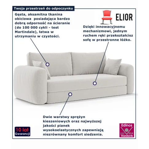 Duża sofa z poduszkami z funkcją spania Ocaris