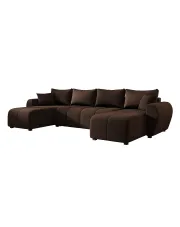 Brązowy rozkładany narożnik w kształcie U - Aurelix 3X w sklepie Edinos.pl