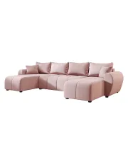 Różowy rozkładany narożnik w kształcie U - Aurelix 3X w sklepie Edinos.pl