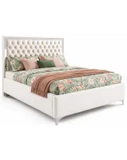 Białe pikowane łóżko w stylu glamour - Mardano 3X w sklepie Edinos.pl