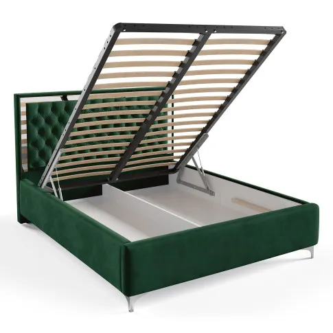 Zielone łóżko z pojemnikiem na pościel Mardano