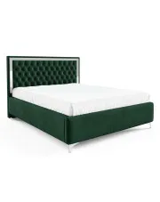 Ciemnozielone pikowane łóżko w stylu glamour - Mardano 3X w sklepie Edinos.pl