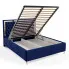 Granatowe łóżko z pojemnikiem na pościel Mardano