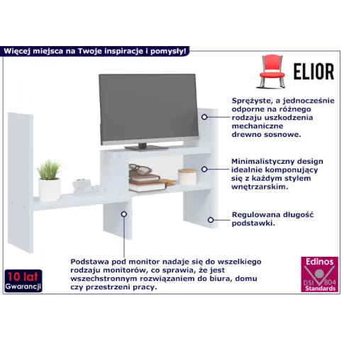 Fotografia Biała sosnowa półka na biurko - Aviso z kategorii Meble do przechowywania