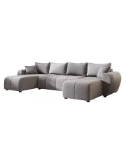 Szary narożnik welurowy z funkcją spania U - Aurelix 4X w sklepie Edinos.pl