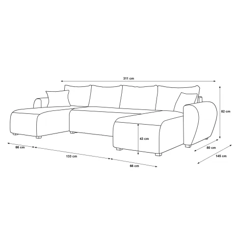 Wymiary narożnika rozkładanego  Aurelix