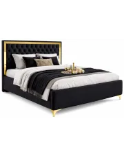 Czarne łóżko z pikowanym zagłówkiem w stylu glamour - Mardano 4X w sklepie Edinos.pl