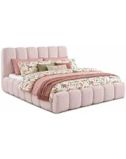 Różowe łóżko tapicerowane chmurka 5 rozmiarów - Nuviano w sklepie Edinos.pl