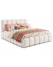 Białe łóżko tapicerowane chmurka 5 rozmiarów - Nuviano w sklepie Edinos.pl