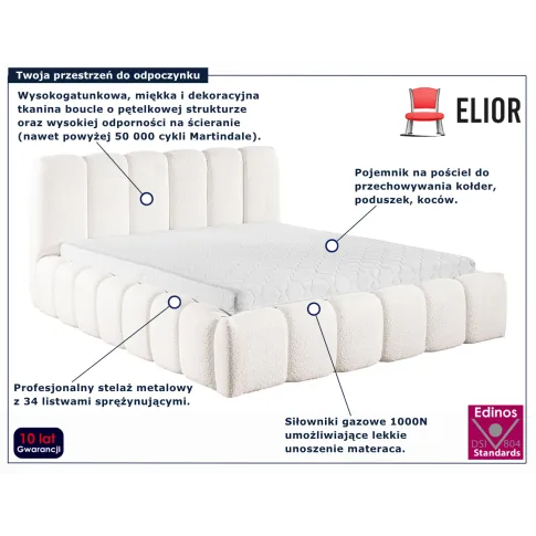 Białe łóżko tapicerowane Nuviano