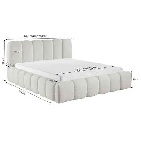 Wymiary łóżka tapicerowanego Nuviano