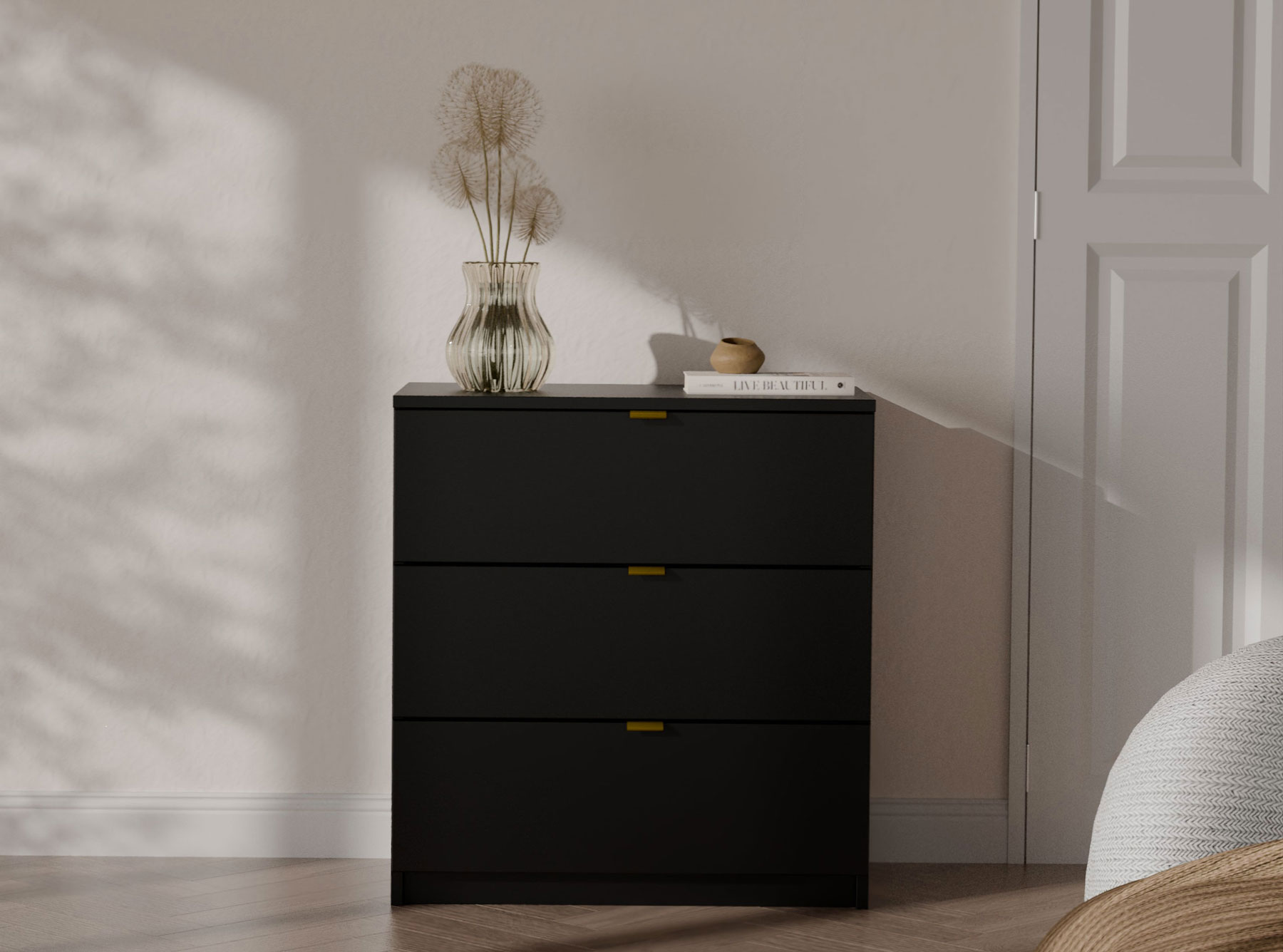 Aranżacja z wykorzystaniem czarnej komody Felicco 4X